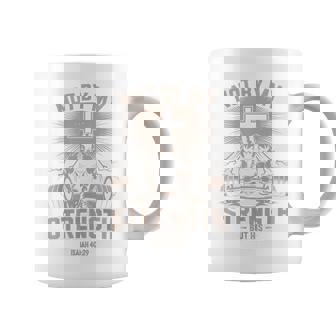 Not My By Strength But His Gym Jesus Christ Cross Dumbbell Coffee Mug | Mazezy