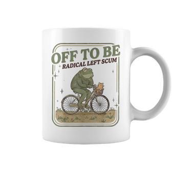 Off To Be Radical Left Scum Frog Bicycle Meme Coffee Mug - Thegiftio