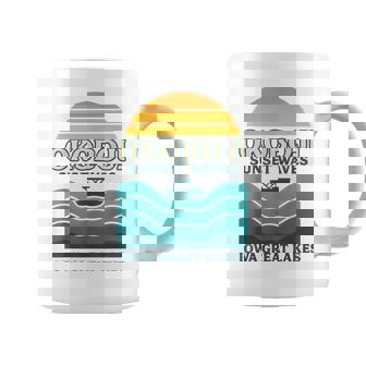 Okoboji Sunset Waves Shirt Vintage Iowa Great Boat Coffee Mug | Mazezy