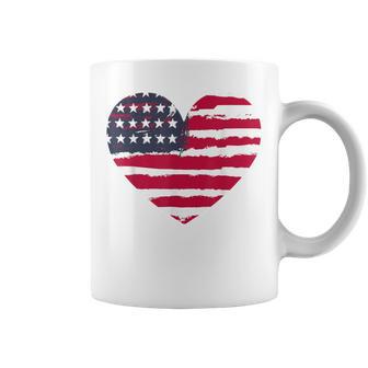 Patriotic Girl American Flag Heart 4Th July Red White & Blue Coffee Mug - Monsterry