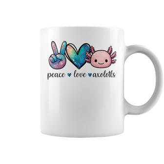 Peace Love Axolotls Cute And Colorful Galaxy Axolotl Women Coffee Mug - Thegiftio UK
