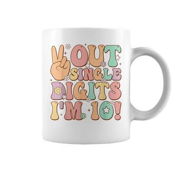 Peace Out Single Digits I'm 10 Groovy Retro 10Th Birthday Coffee Mug - Thegiftio UK