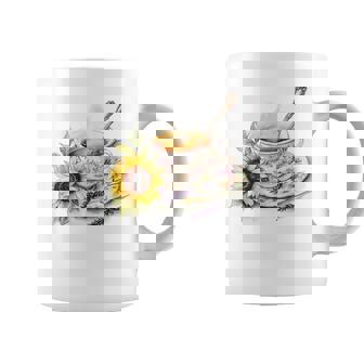 Porcelain Teacup With Lavender Tea And Sunflower T Shirt Coffee Mug | Mazezy