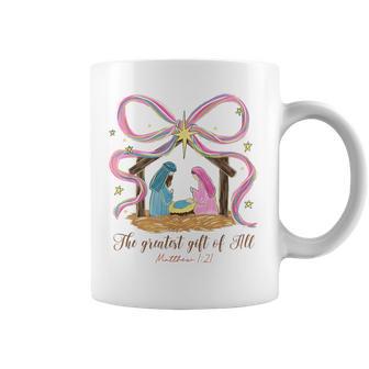 Preppy Christian Nativity Scene The Greatest For All Coffee Mug - Thegiftio UK