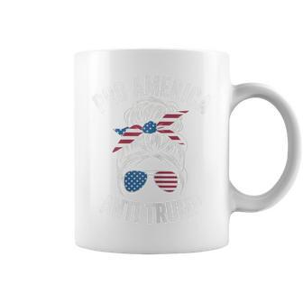 Pro America Anti Trump Messy Bun Political Flag Resist Coffee Mug | Mazezy