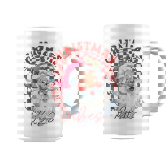 Red Santa Christmas Vibes Vintage Pink Santa Claus Face Coffee Mug - Monsterry