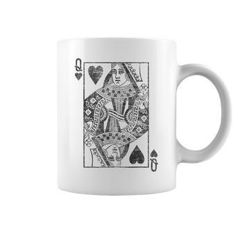 Reine Des Coeurs Cartes À Jouer Costume Poker Distressed Tasse - Cadeauxyz
