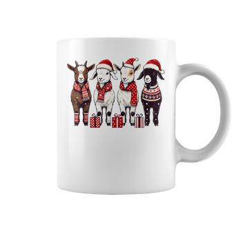 Retro Christmas Goat Santa Hat Country Mom Xmas Farm Animal Graphic Print Coffee Mug - Monsterry