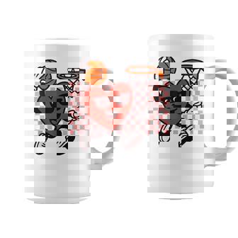 Retro Heart Graphic Basketball Player Kids Valentine Coffee Mug | Mazezy