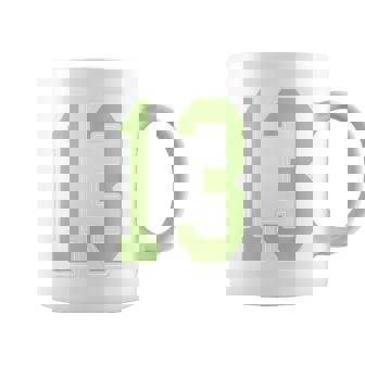 Sage Green And Number 13 Jersey Player Uniform 13 Coffee Mug | Mazezy