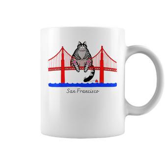 San Francisco Cat Golden Gate Bridge Book Lover Vintage Coffee Mug - Thegiftio