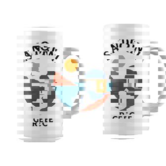 Santorini Greece Retro Blue Dome Island Travel Architecture Coffee Mug | Mazezy