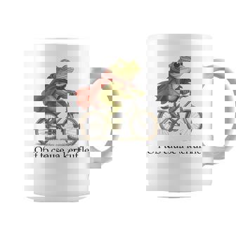 Sarcasm Frog Riding Bicycle Humor Off To Cause A Kerfuffle Coffee Mug | Seseable FR