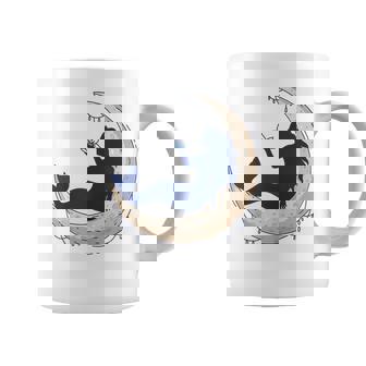 Silhouette Mermaid Sitting On Crescent Moon Coffee Mug | Mazezy