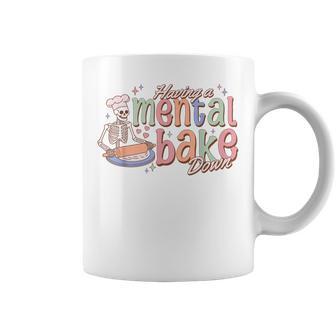 Skeleton Baker Baking Lover Groovy Having A Mental Bake Down Coffee Mug - Thegiftio UK