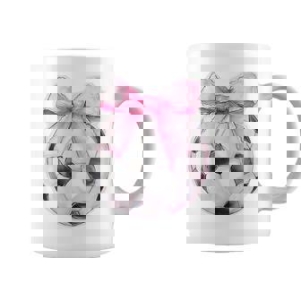 Soccer Ball Pink Coquette Bow Dainty Ribbon Girls Soccer Coffee Mug - Monsterry