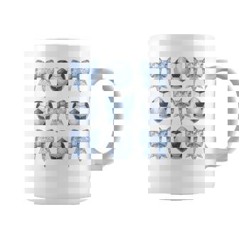 Soccer Coquette Toile Blue Bow Soccer Mom Cute Girls Coffee Mug | Mazezy