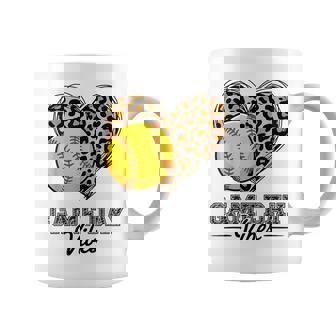 Softball Leopard Heart Graphic Fastpitch Game Day Vibes Coffee Mug | Seseable CA