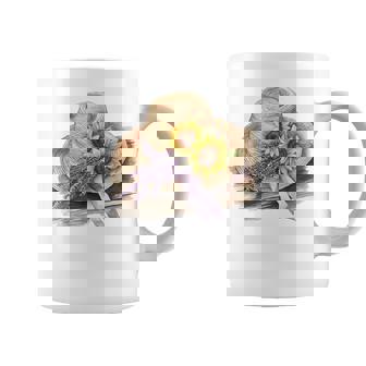 Straw Hat With Lavender And Sunflower Ribbon T Shirt Coffee Mug | Mazezy