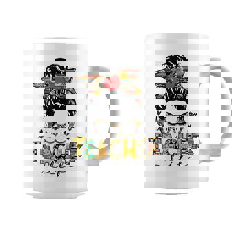 Teacher Life Messy Bun Hair Teacher Back To School Coffee Mug | Seseable CA