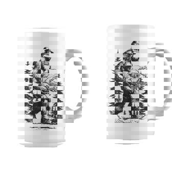 Thanksgiving Bigfoot Sasquatch Carrying Turkey Autumn Coffee Mug - Monsterry