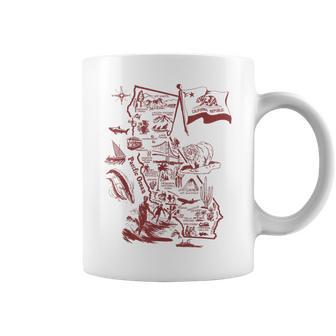 Trendy California Republic Landmarks Map Outlineintage コーヒーマグ - Kawaiitshirt