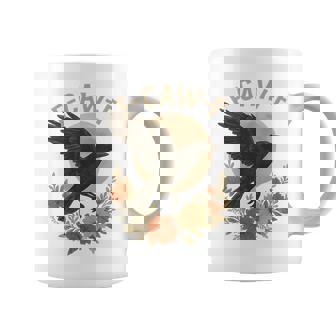 Vintage F Caw F Raven Black Bird Graphic Floral Crow F-Caw-F Tri-Blend Coffee Mug | Seseable UK