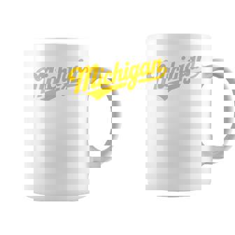 Vintage Michigan Script Retro Swoosh Coffee Mug | Mazezy