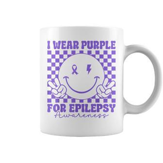 I Wear Purple For Epilepsy Awareness Smile Face Epilepsy Coffee Mug - Seseable