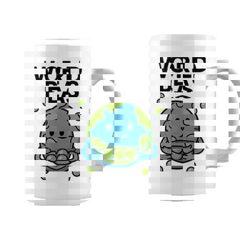 World Peas Pun Peace With Cute Earth And Pea Pod Graphic Print Coffee Mug - Monsterry
