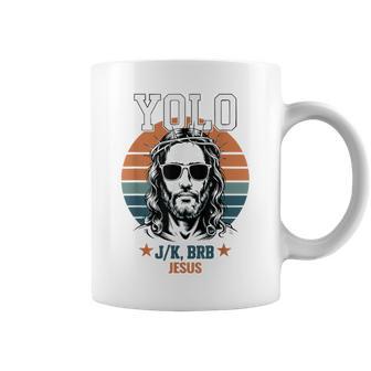 Yolo Lol Jk Brb Jesus Christian Vintage Retro Coffee Mug - Monsterry