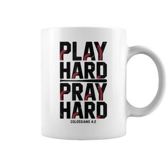 Youth Christian Baseball Play Hard Pray Hard N Boys Faith Coffee Mug - Thegiftio
