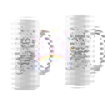 キッズ ユニコーンバタフライは、女の子向けの心と虹のアートを備えています コーヒーマグ - Kawaiitshirt