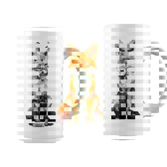 キツネ アニマル柄 グラフィック ポートレート イラスト 幾何学 キツネ コーヒーマグ - Kawaiitshirt