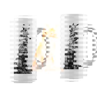 キツネ アニマル柄 モチーフ 抽象 イラスト 描画 狐 コーヒーマグ - Kawaiitshirt