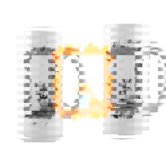 キツネ アニマル柄 モチーフ 紅葉 イラスト 自然 狐 コーヒーマグ - Kawaiitshirt