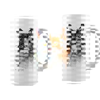 クールな水彩 三毛猫顔 三毛猫 お母さん 猫 お父さん コーヒーマグ - Kawaiitshirt