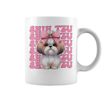 コケット 弓 シーズー 女の子 犬 ママ 母の日 ピンク コーヒーマグ - Kawaiitshirt