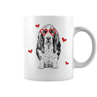 バセットハウンド ハートグラス バレンタインデー 犬 ママ コーヒーマグ - Kawaiitshirt