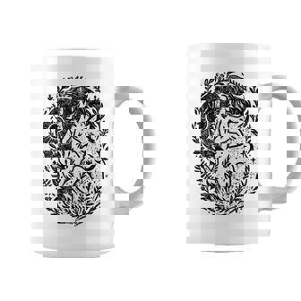 天の陰陽狐 太陽と月 ボーホーウッドランドアート コーヒーマグ - Kawaiitshirt