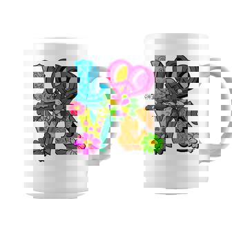 明るくカラフルな愛と平和 ピースサイン フラワートップ コーヒーマグ - Kawaiitshirt