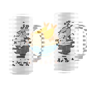 海老天丼 天丼 えび ご飯 ねこ 白猫 天丼好き 猫好き おもしろ かわいい猫 イラスト 猫キャラ 癒し 系 コーヒーマグ - Kawaiitshirt