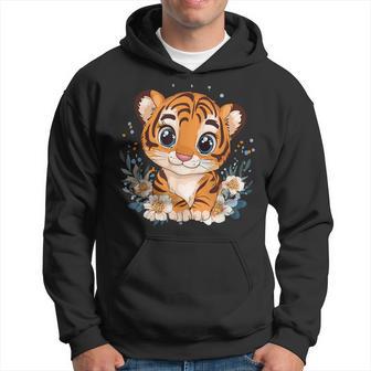 Joli Bébé Tigre Entouré De Jolies Fleurs Sweat à capuche - Cadeauxyz