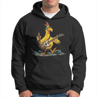 Jolie Bouteille Poulet Avec Guitare Électrique Pour Coq Sweat à capuche - Cadeauxyz
