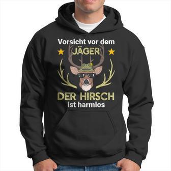 Lustige Jäger Outfits Hirsch Jäger Jagd Wald Chwarz U-Ausschnitt Kurzarm Klassische Passform Polyester 100 Klassisch Mit Tierdruck Cartoon Für Jäger Hundehalter Jungen Erwachsener Kapuzenpullover - Geschenkecke