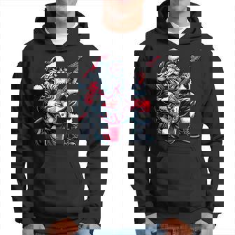 Rock & Rock Père Noël Guitar Guitariste Noël Musique Manche Longue Sweat à capuche - Cadeauxyz