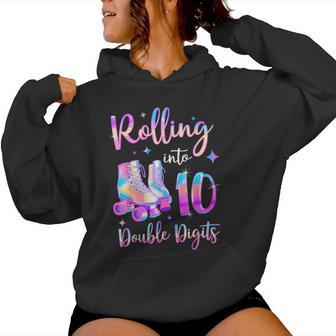 10 Years Old Birthday Girl Rolling Into 10Th Double Digits Women Hoodie - Thegiftio UK