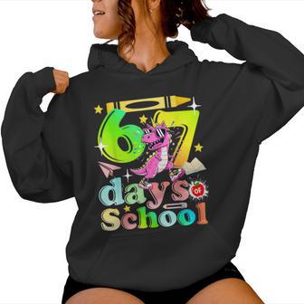 67 Days Of School 6-7 Kids Girls Unicorn Dinosaur Girl Women's Hoodie | Mazezy