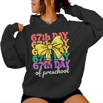 67th Day Of Preschool Girls Coquette Bow 67 Days Of School Women's Hoodie | Mazezy