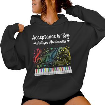 Acceptance Is Key Autism Awareness Music Piano Women Women Hoodie | Seseable UK